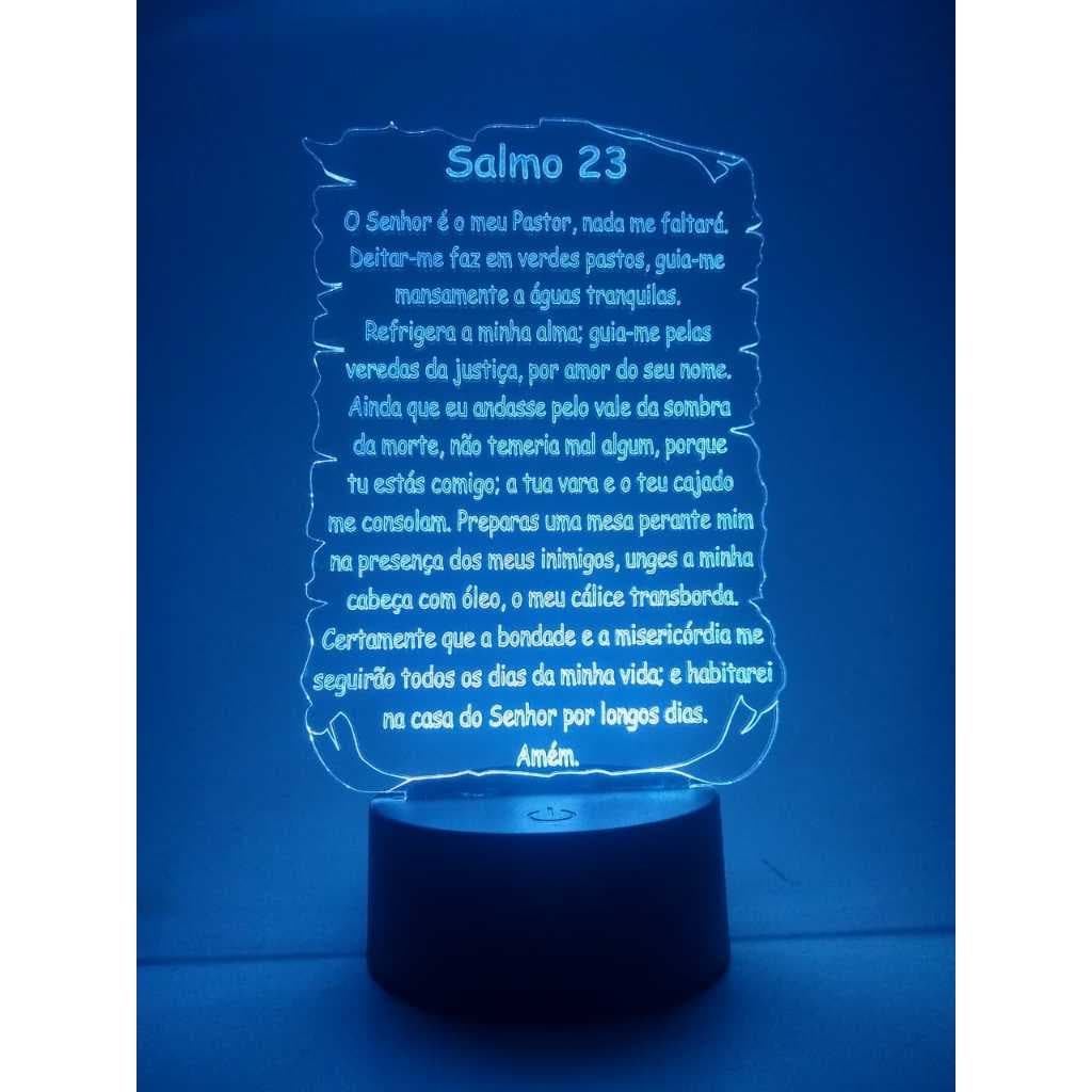 Luminária de mesa Salmo 23 Modelo 16 cores e controle
