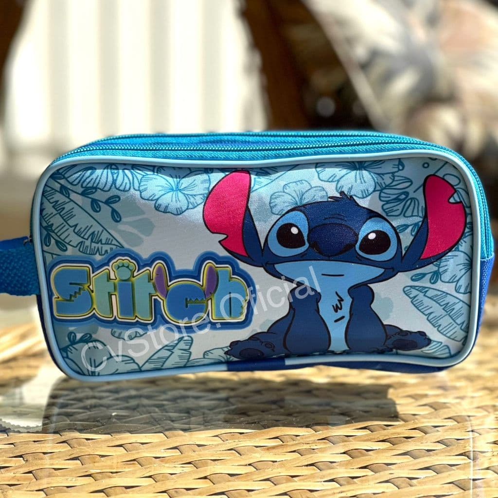 Estojo Duplo Infantil Escolar Personagem Lilo & Stitch 2 Zíperes Compartimentos Aventureiro Menina Volta As Aulas Person