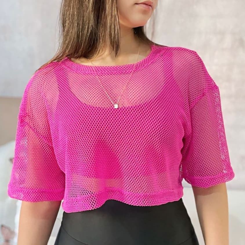 Blusa de Telinha Fitness Roupa Para Academia Blusinha Básica  Cropped Oversized