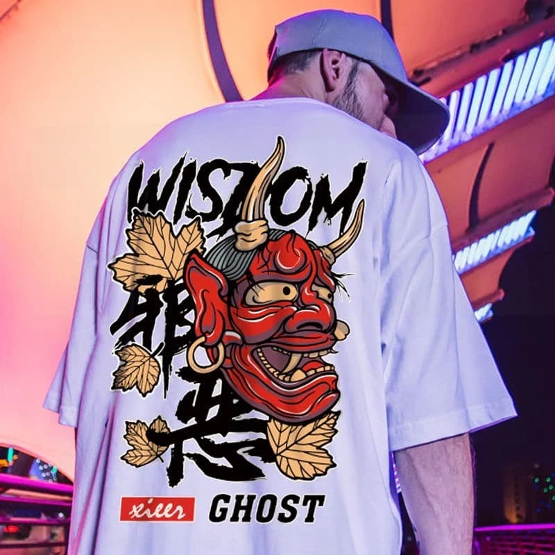 Camisa Camiseta Básica Carranca Algodao Wisdom Ghost Verao Tendência Moda 2024 Lançamento