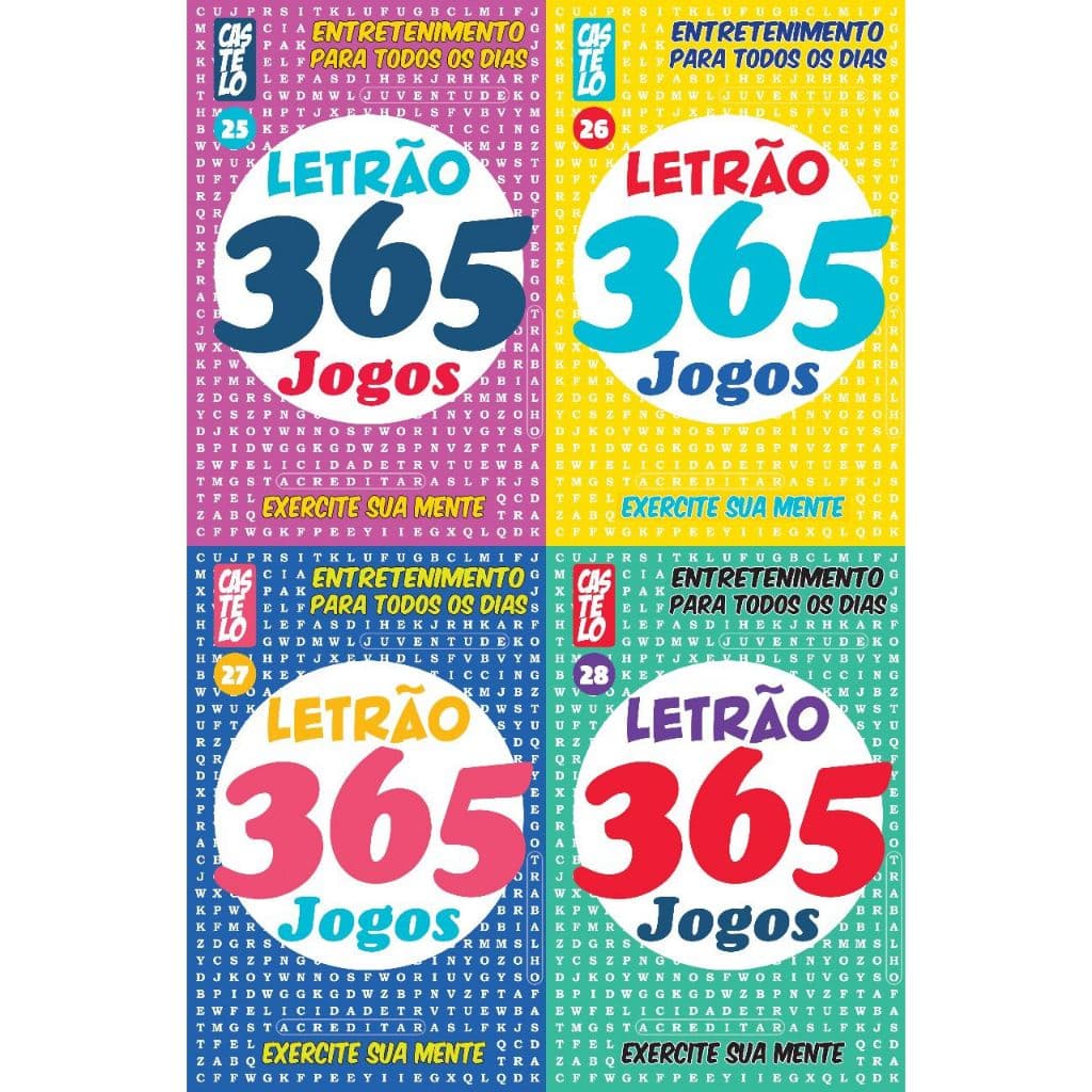 kit 4 livro de  Passatempo Tempo Caça Palavra 365 atividades edição 25-26-27-28