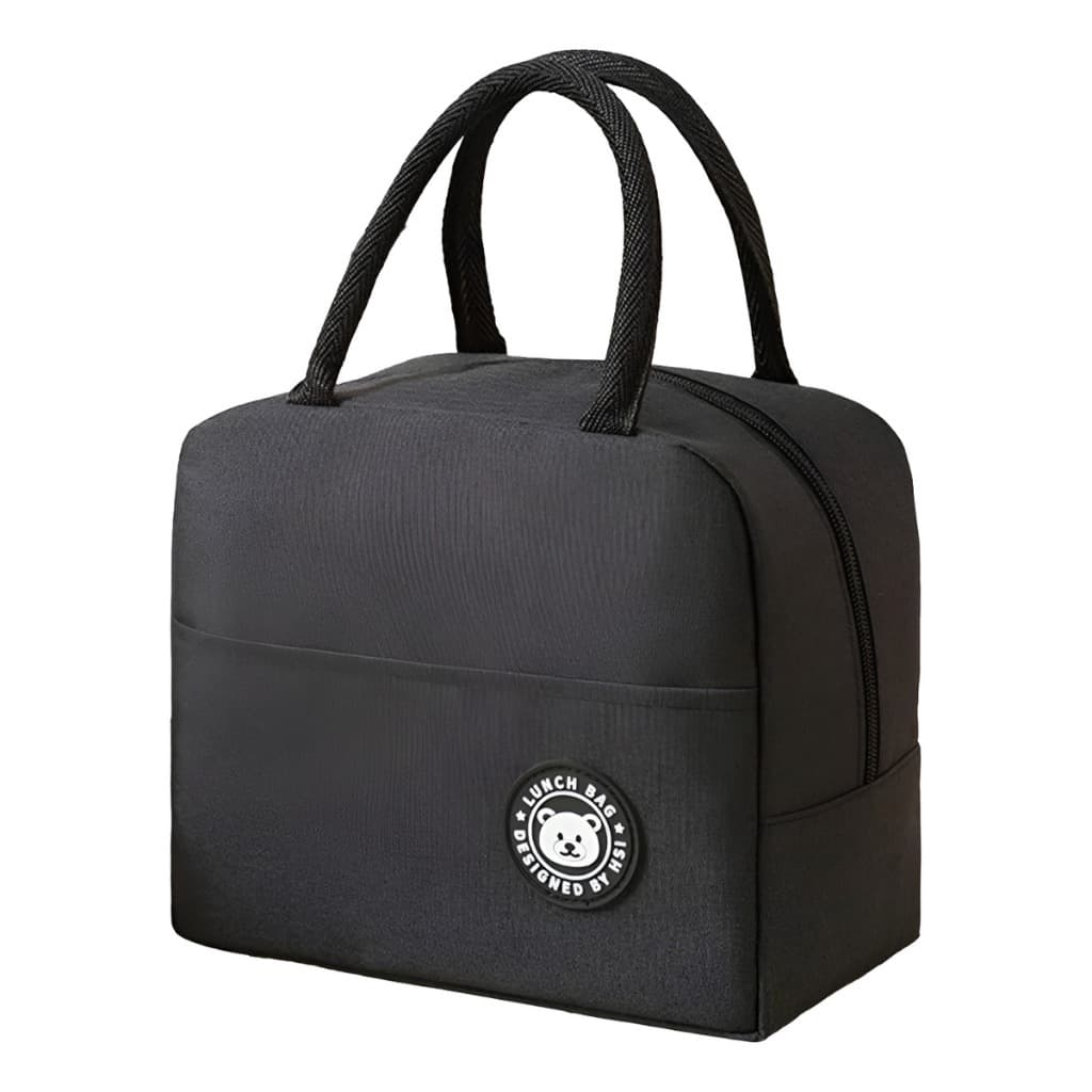 Bolsa Marmita Feminina Térmica Lancheira Preta Portátil