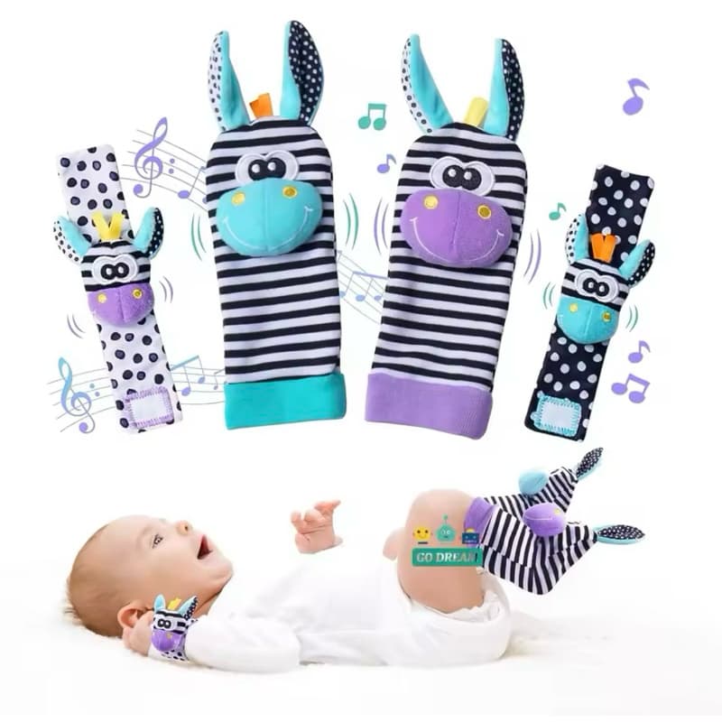 Kit Meias e Munhequeiras com chocalho brinquedos infantis meias de pulso crianças sensoriais bebê brinquedo bebe