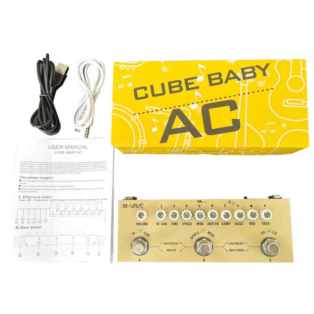 Recarregável Multi Efeitos Pedal De Madeira Acoustic Guitar Recording Audio Interface Função Cuvave Pedal Para Guitarra