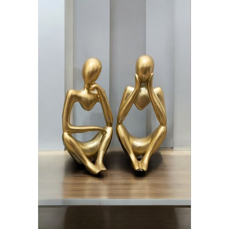 Dupla de Estatuetas Modelo Pensadores em resina, Decoração Moderna