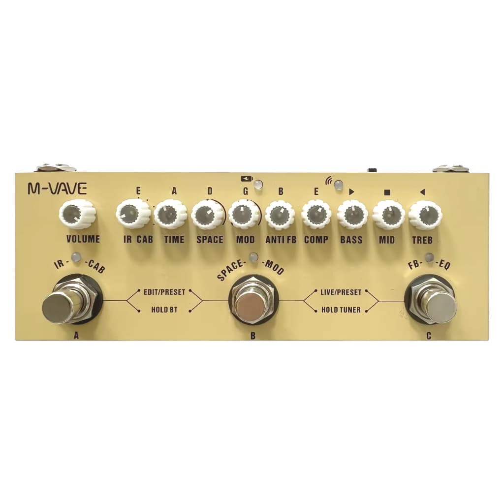 Pedal de multiefeitos recarregável de madeira para gravação de violão acústico Pedal Cuvave com função de interface de