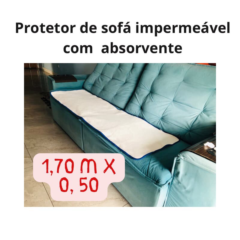 Protetor impermeável sofá ou cama idosos/crianças/ pet com forro absorvente 1,70 x 0,50 cm.
