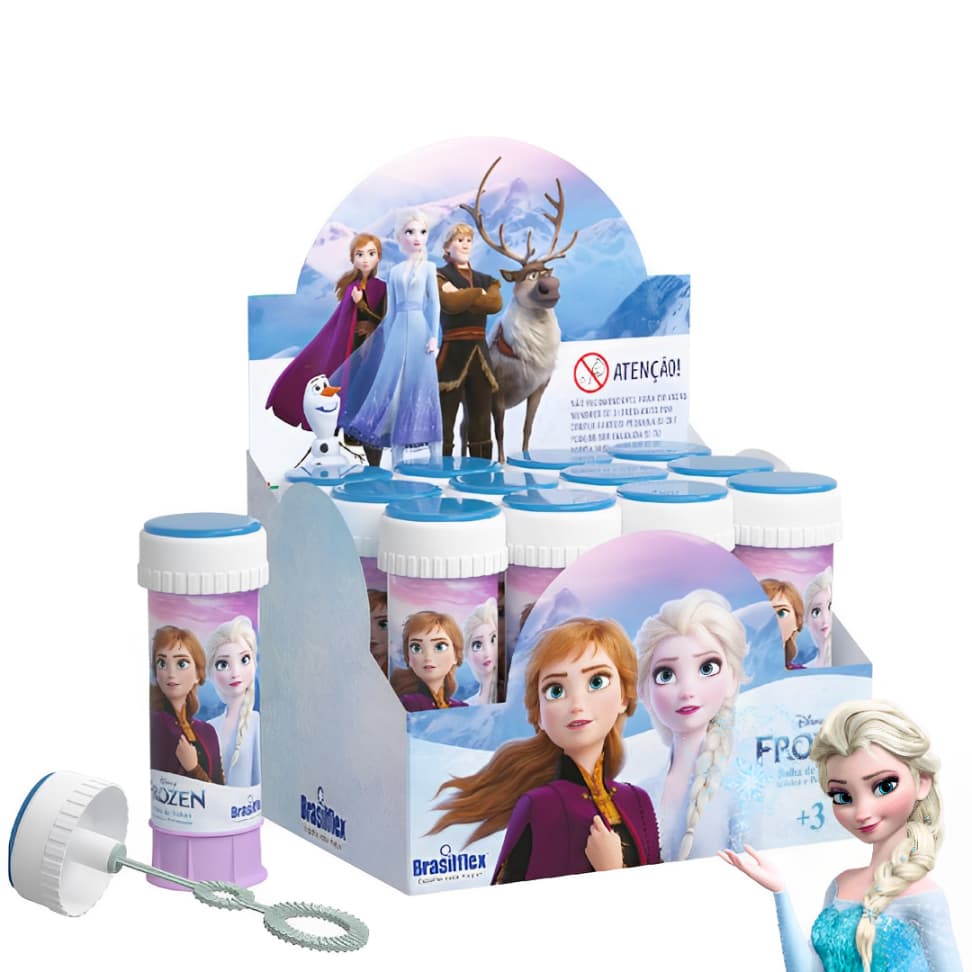 Bolha De Sabão FROZEN CX C/12 UNIDADES C/Jogo - Brinquedo/Infantil/Tematico/Festa Lembrancinha