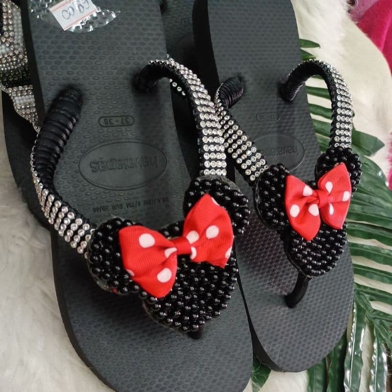 havaianas bordadas chinelo feminino customizada strass elegante