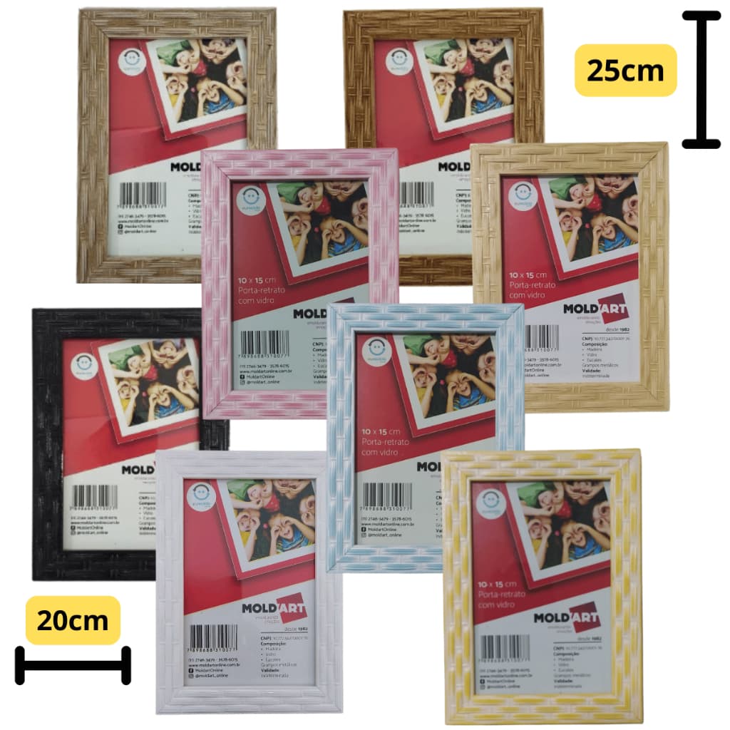 Porta Retrato de Madeira Moldart Com Vidro 20x25 Diversas Cores