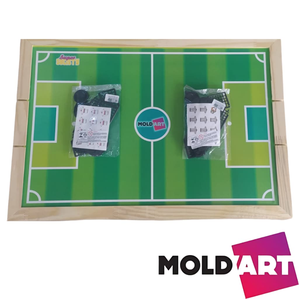 Campo Tabuleiro para Futebol de Botão em MDF - 64x44 cm com 2 Kits de Times sortidos