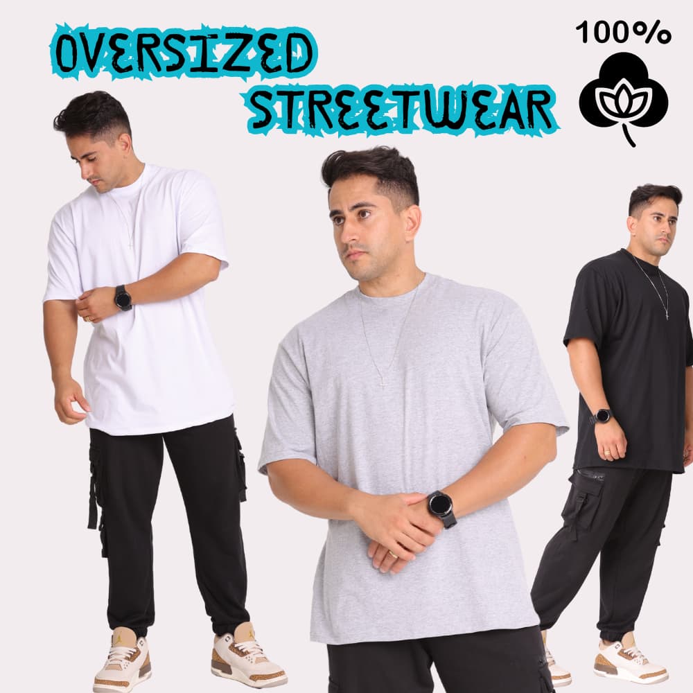Camiseta Oversized streetwear algodão Premium