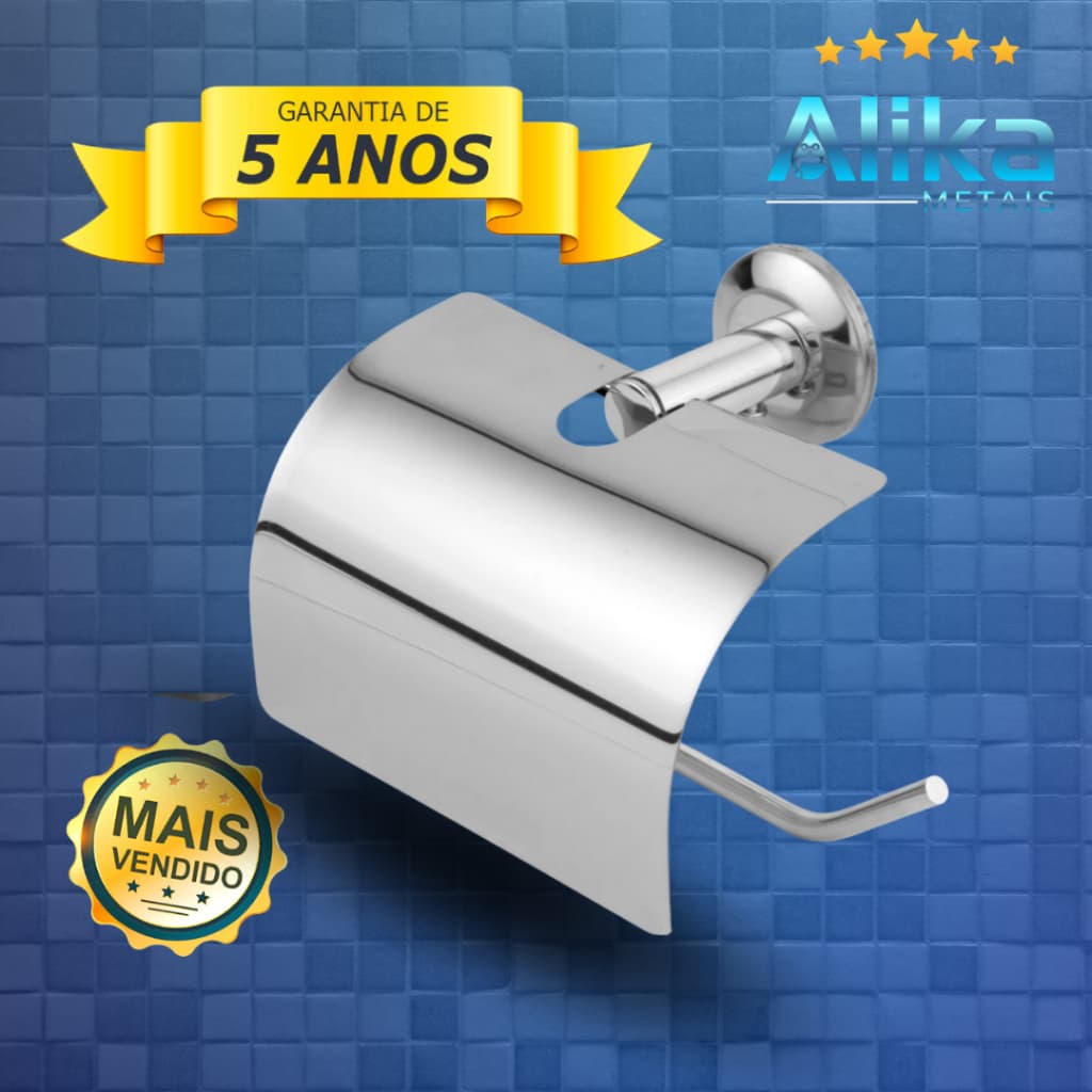Papeleira Com Tampa Inox Porta Papel Higiênico Stander