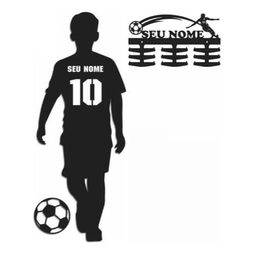 Kit Quadro Jogador Futebol + Porta Medalhas Personalizado