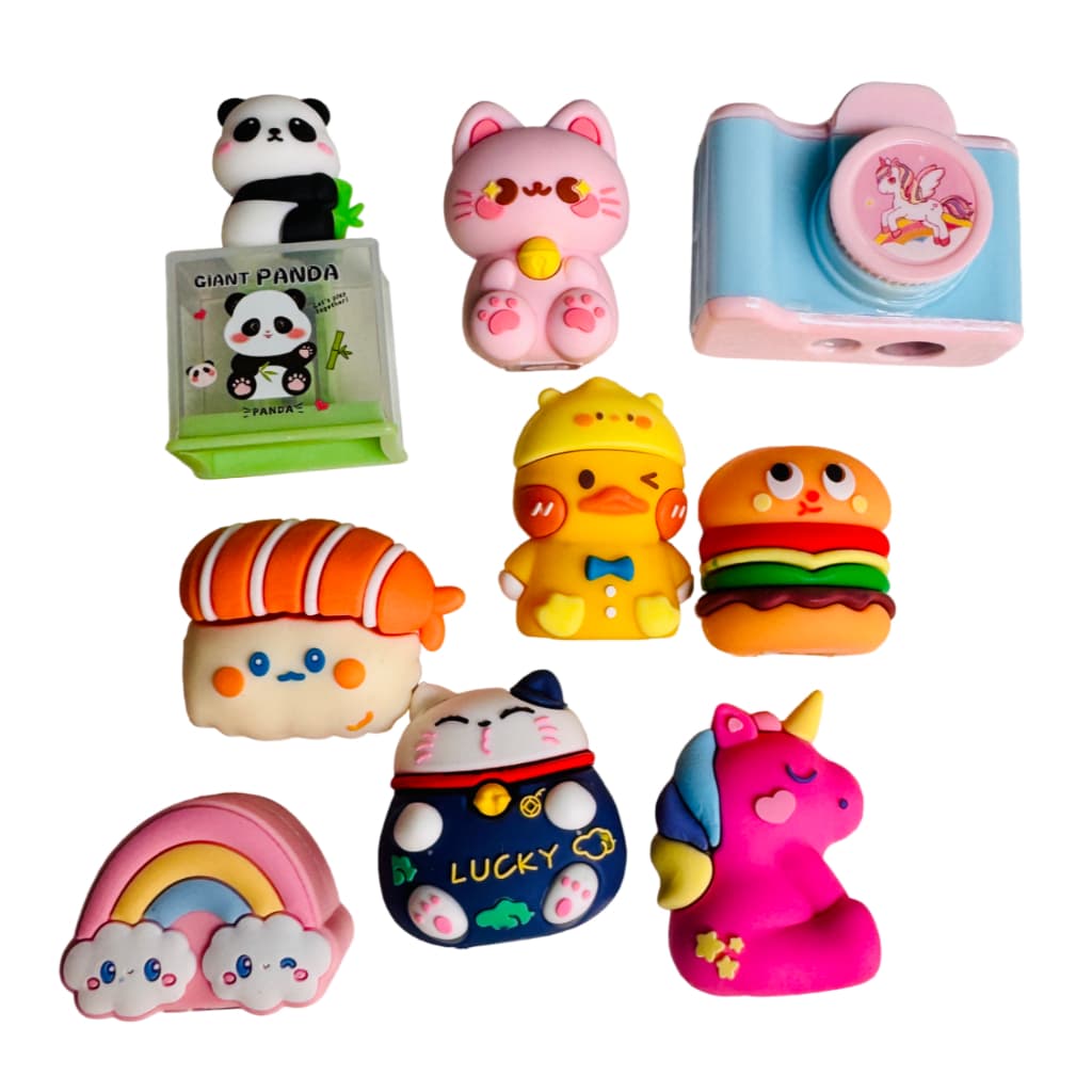 Kit Apontador escolar fofo kawaii 3/4 unidades sortidos lembrancinha