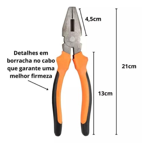 Alicate Universal aço carbono "8"-alicate bico "6"-alicate de corte "6" monte sua maleta.