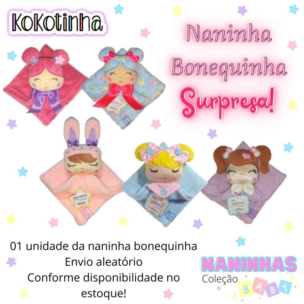 Naninha Bonequinha Surpresa - naninha para bebês - mantinha com boneca para meninas