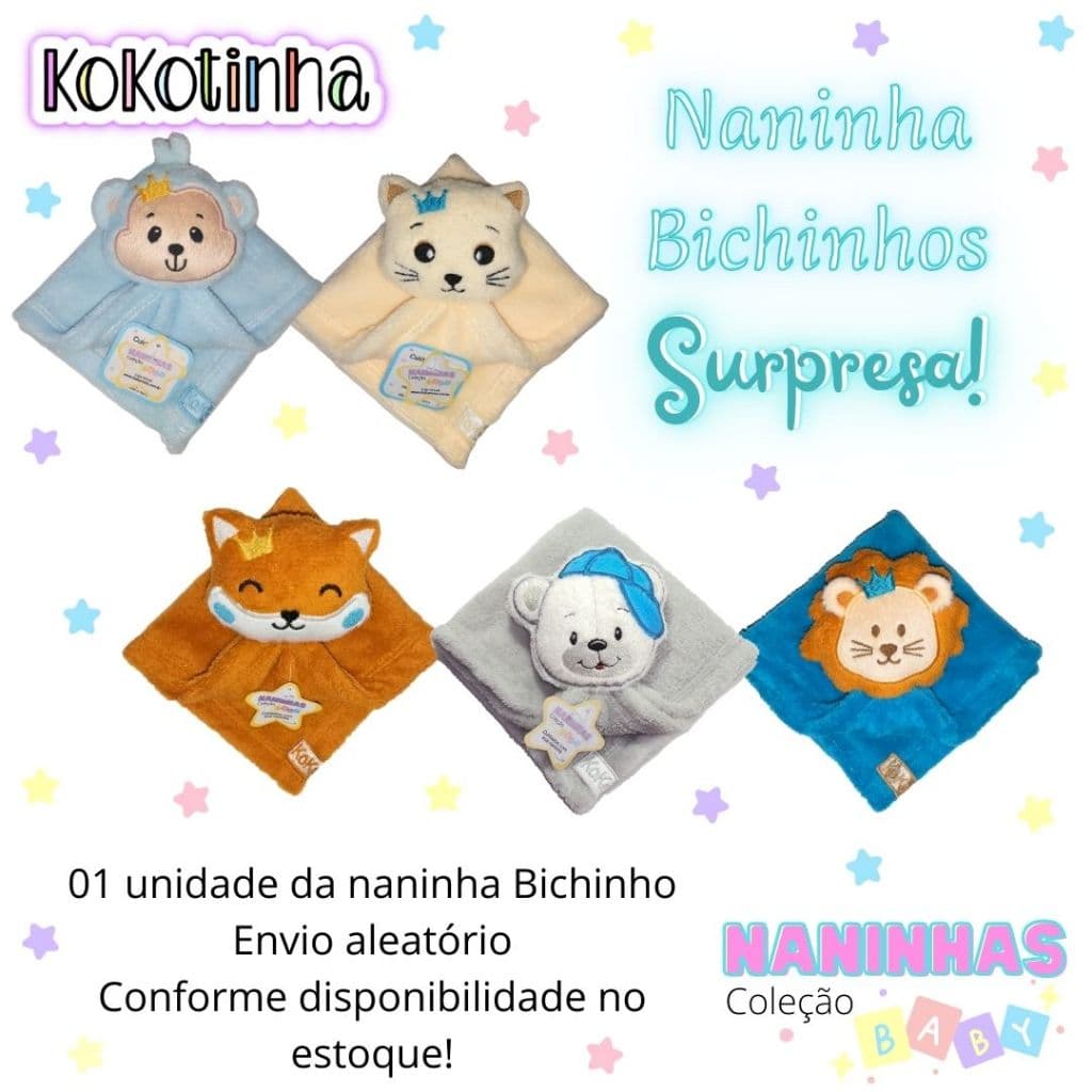 Naninha Bichinho Surpresa - naninha para bebês - mantinha com bichinho para meninos