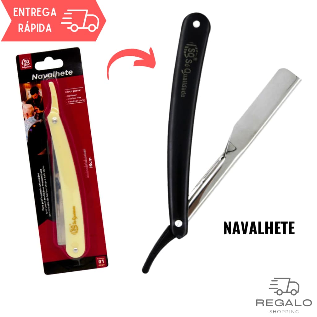Navalhete Profissional para Barbear em Aço Inox Navalha Lâmina Substituível Barbearia Barber Shop