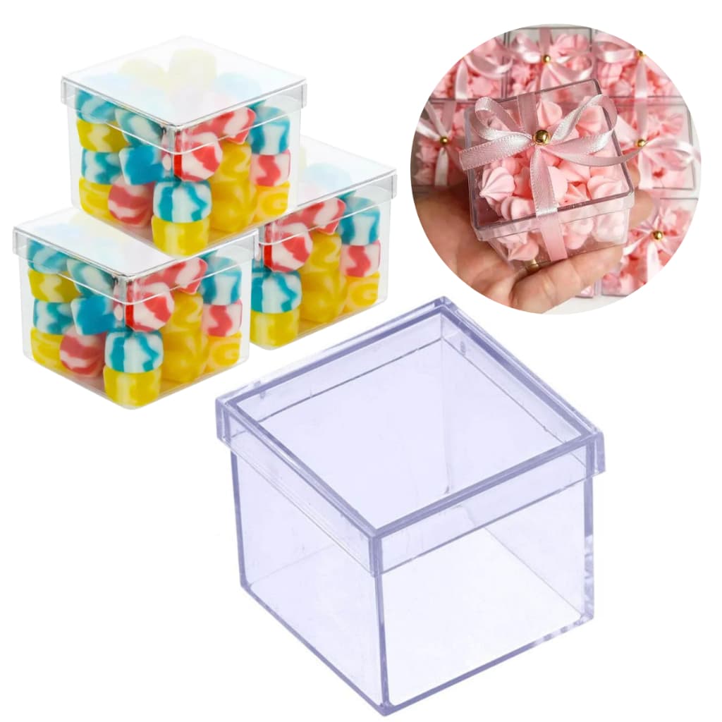 KIT 20 Caixinha Acrílica Lembrancinha 5x5 cm para Aniversário Decoração Personalizar