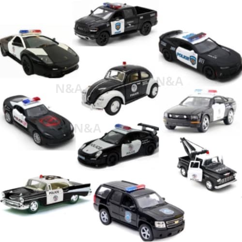 Miniatura Carrinho de Ferro policia diversos modelos carrinho de metal abre as portas