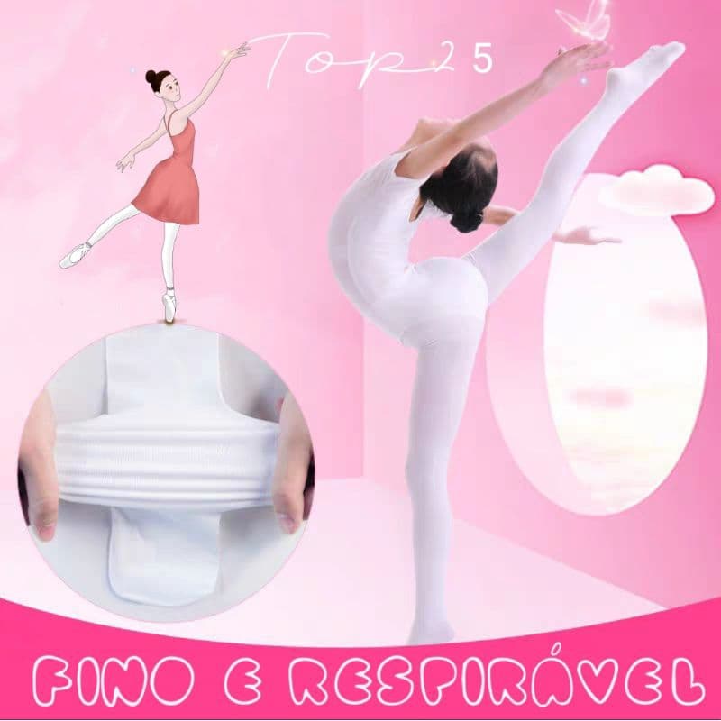 Meias de balé infantil mininas - 3 cores preto/branco/rosa