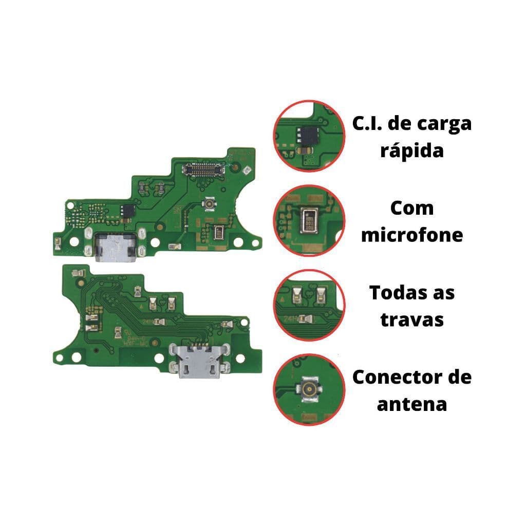 Placa Conector de Carregamento Moto E6s/E6i Turbo Original