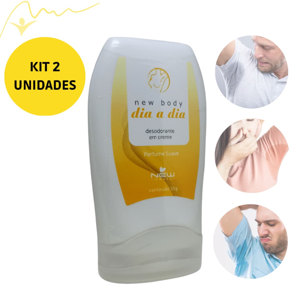 Kit 2 Creme Elimina Mau Cheiro Suor Excessivo Axila Virilha Seios Desodorante Antitranspirante