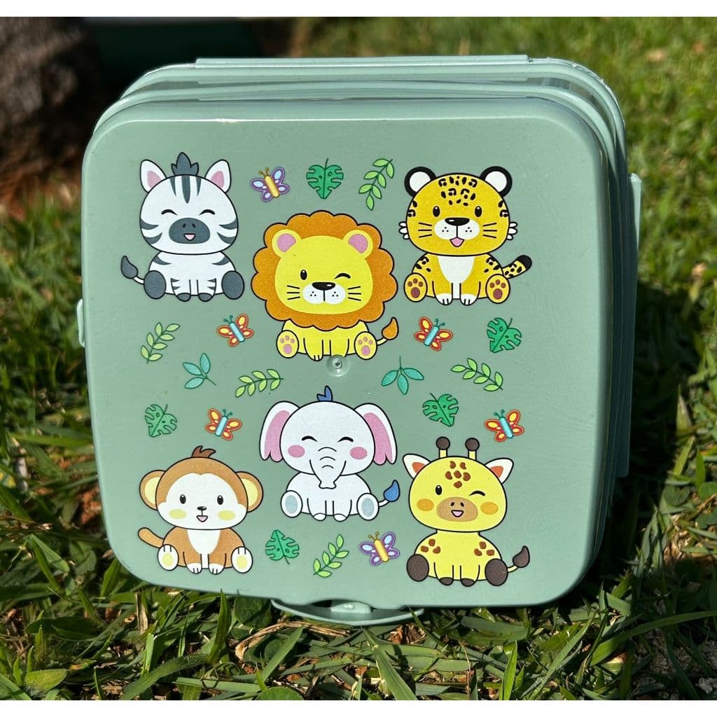 LANCHEIRA DUPLA COM DIVISORIAS INFANTIL SAFARI MARMITA LANCHE ESCOLAR MARMITINHA