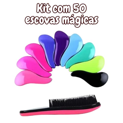 KIT 50 Ecovas Magica Anti frizz com Cerdas Macias e Ergonomicas  Cor Escolhida
