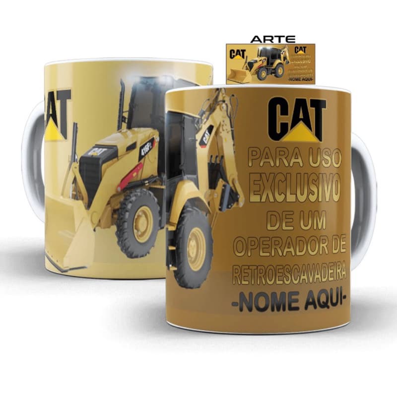 caneca xícara personalizada operador de retroescavadeira com nome