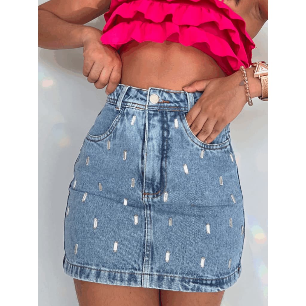 kissmelady 111 007 4001 5017 8228 5016 113 8229 saia jeans curto com brilho feminio