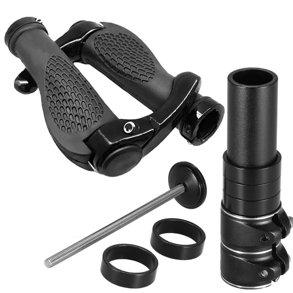 Par Manopla Anatômica Gel Trava Bar End Top + Extensor Prolongador Alongador Mesa Guidão Suspensão