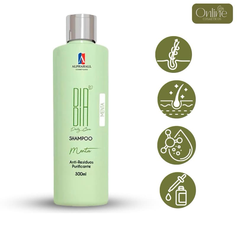Shampoo Menta Antirresíduo Purificante Alphahall 300ml