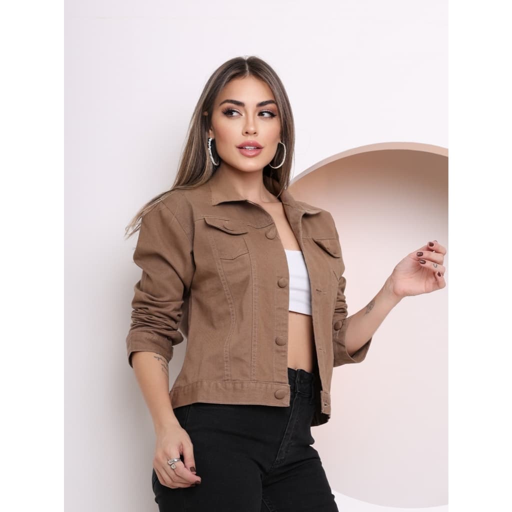 Jaqueta jeans moda feminina/Boa qualidade, o tecido não estica, 100% algodão