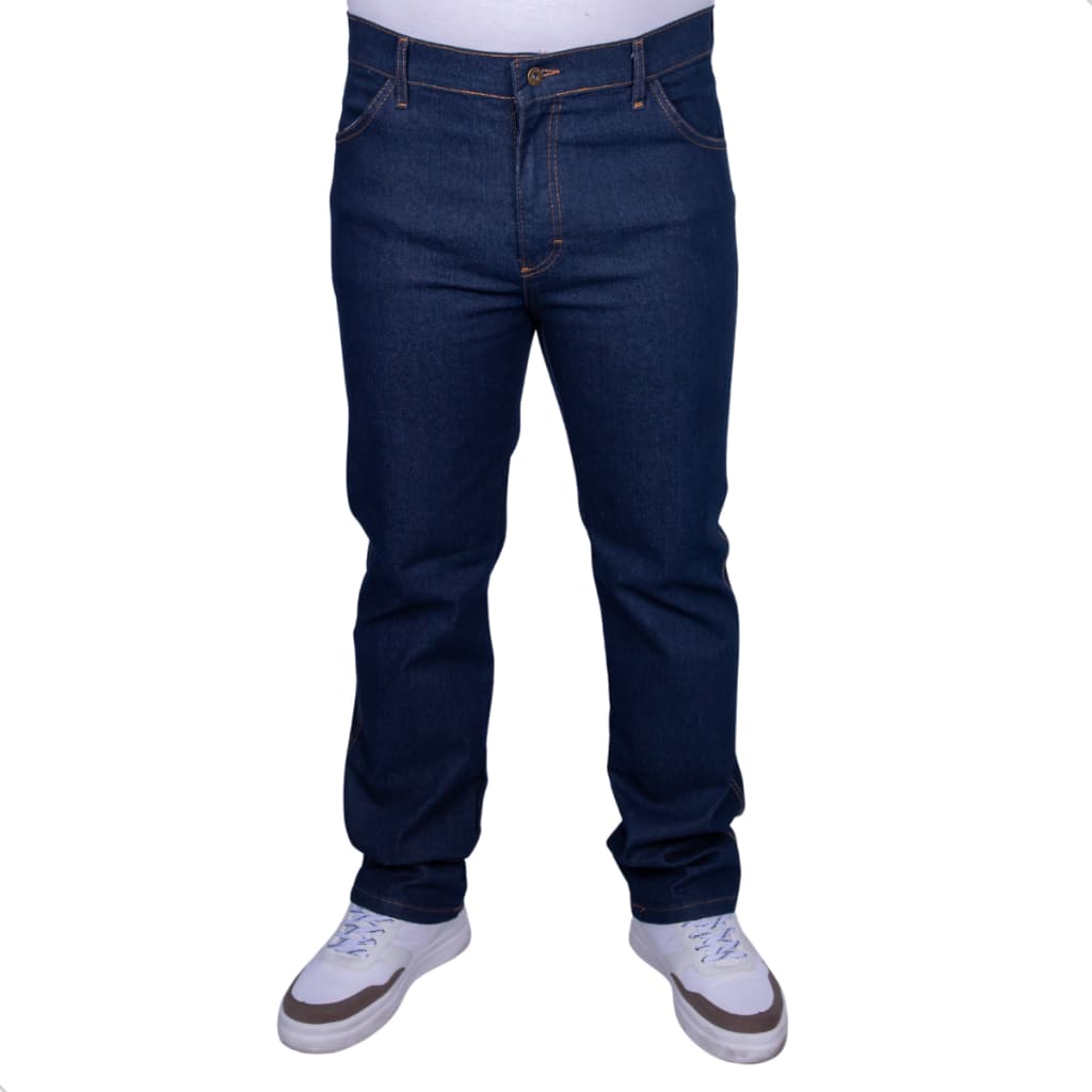 Calça Jeans Masculina Trabalho Tradicional com Elastano Lycra Strach Preta Azul Escuro