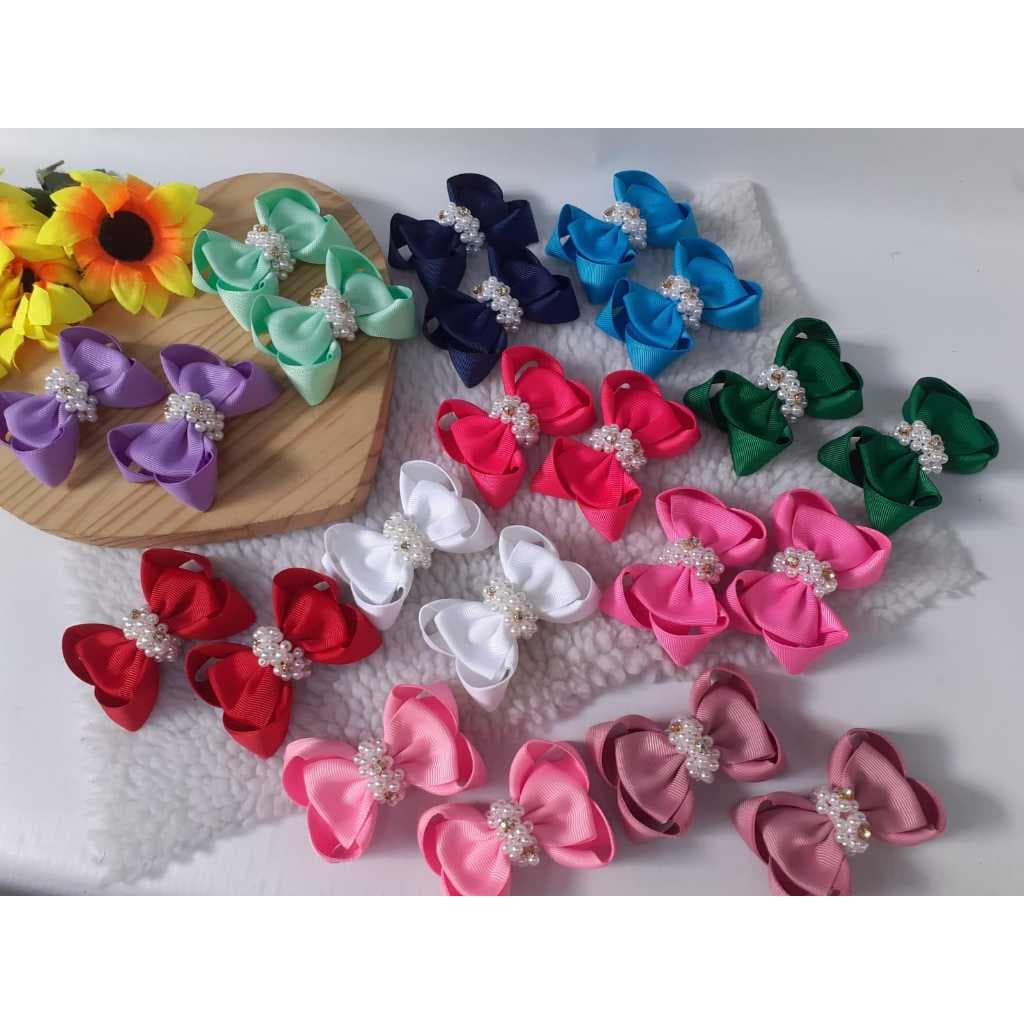 laço infantil parzinho de laço de luxo/laço amora com gravatinha e perolas/bico de pato/Xuxinha/faixinha de bebêCOD004