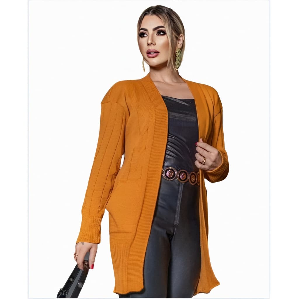 Casaco Feminino Cardigan Tricô Kimono Tricot Blusa Feminina de Lã Cardigã sem Capuz