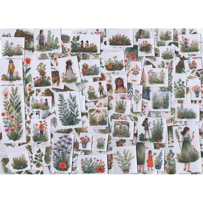 Flowers Stickers adesivos menina camponesa