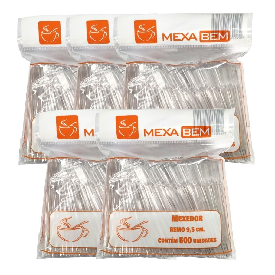 Kit Mexedor Cristal 9,5cm Remo Café Chá Mexa Bem 2500 Unidades