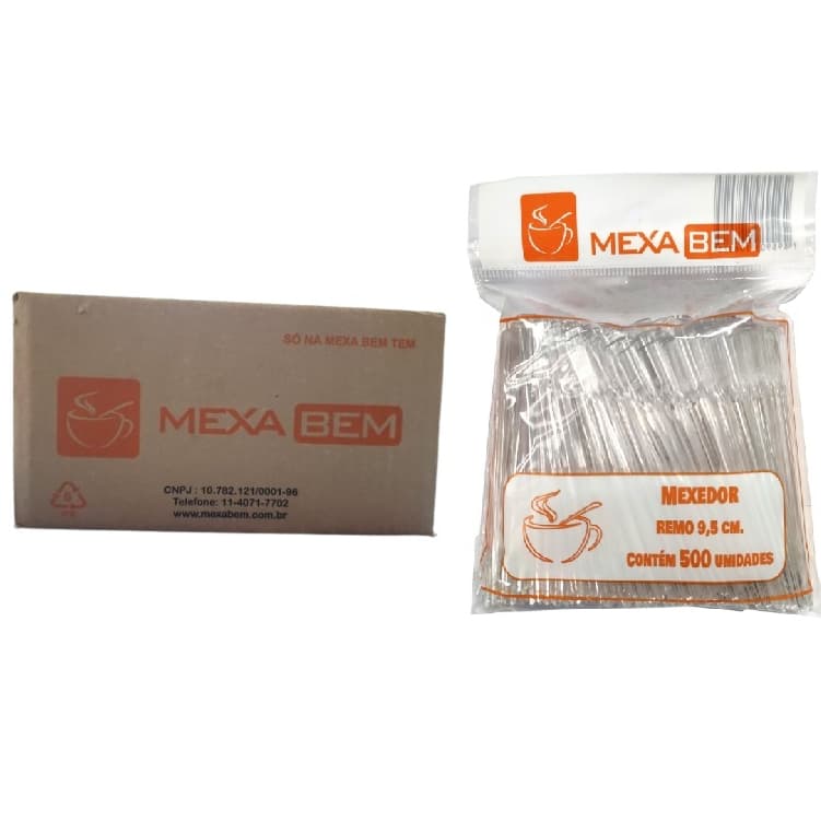 Mexedor Cristal 9,5cm Remo Café Chá Mexa Bem Caixa 5000 Unidades