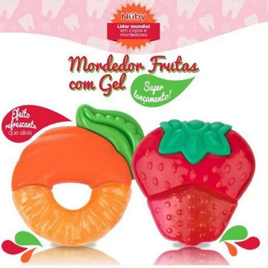 Mordedor Frutas com Gel Nuby | Alívio para o Bebê | Mordedor para Bebês 4+ | Dentição +4 Meses