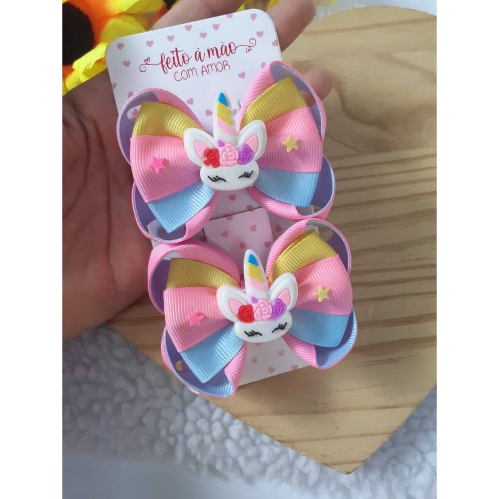 Laço infantil de luxo menina/laço parzinho do unicórnio 🦄/ bico de pato ou na xuxinha 005