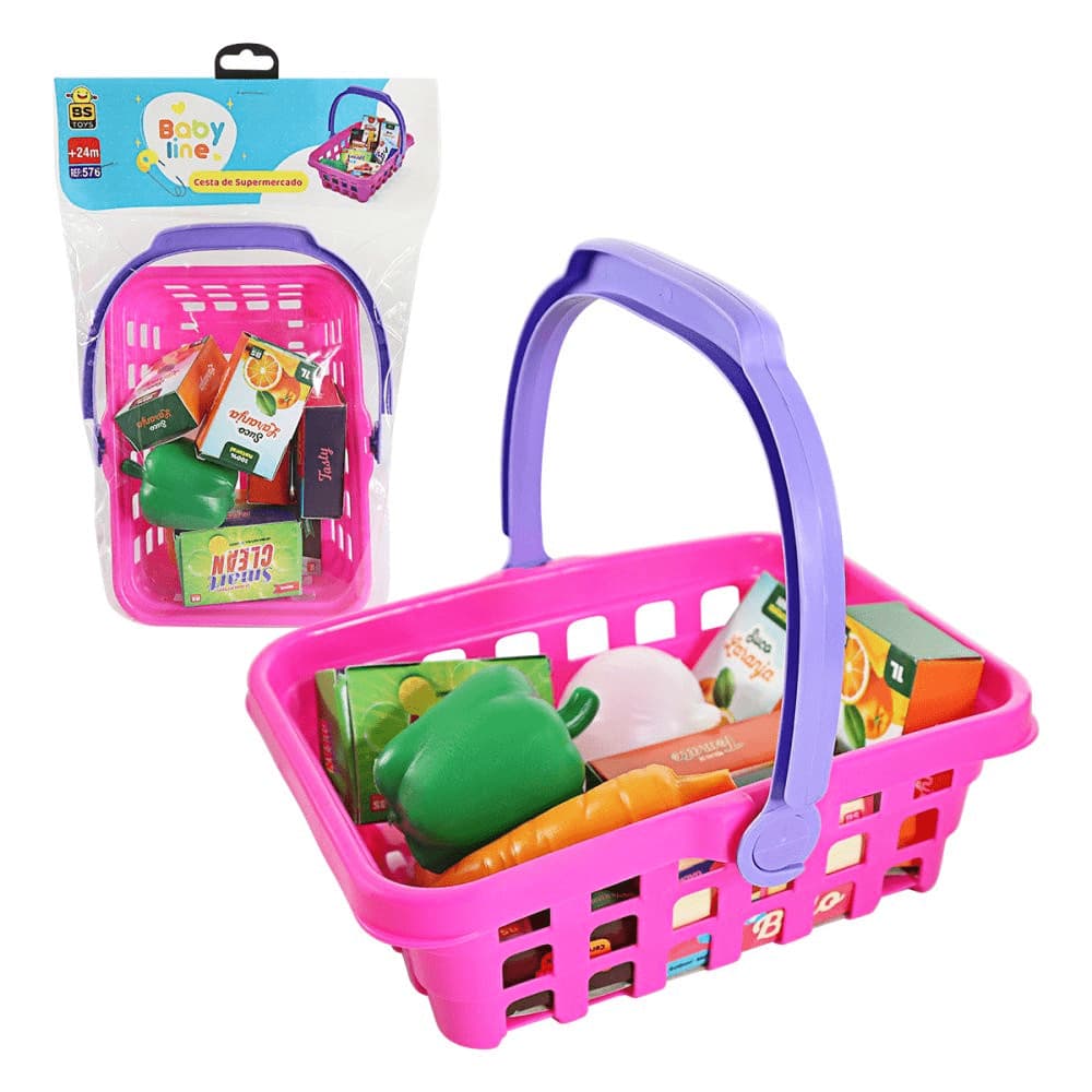 Cesta Supermercado Brinquedo com Frutas