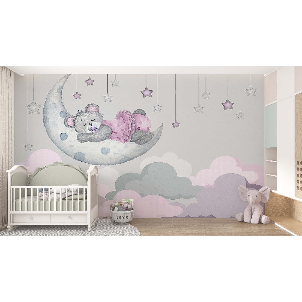 Papel Parede Infantil Quarto SONINHO TRANQUILO URSINHA LINDA - GRANDE  1,50X2,00 METROS