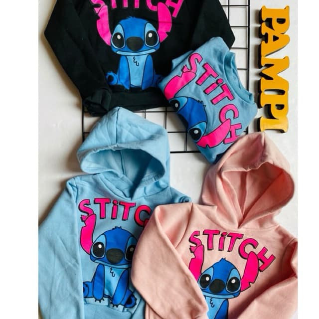 kit 2 Blusas Infantil Moletom Feminina Stitch Quentinha Flanelada Inverno