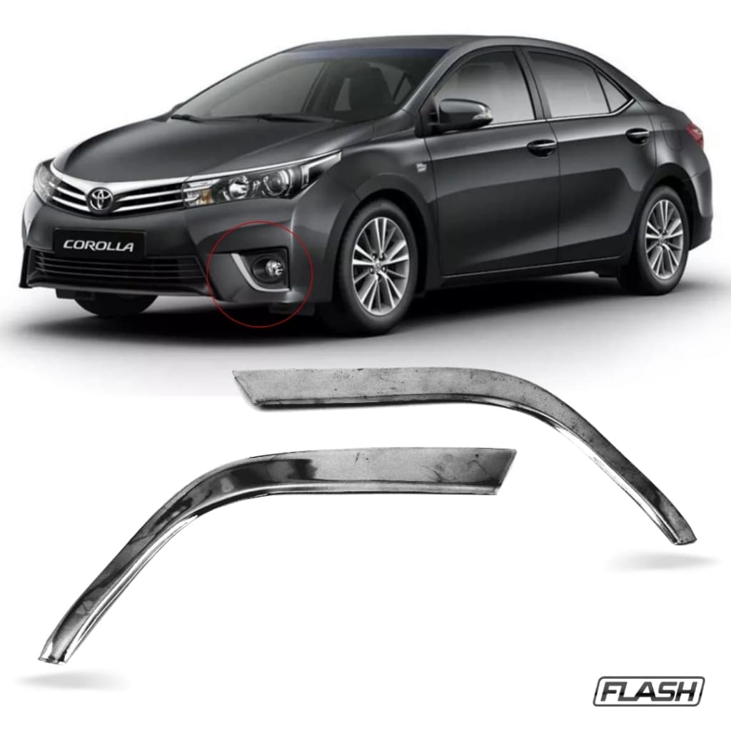 Par Aplique Cromada Friso Moldura Milha Corolla 2015 2016 2017 Adaptável