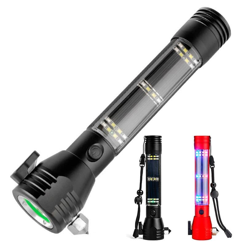 Lanterna Solar Power Flashlight com 11 FUNÇOES  USB Recarregável