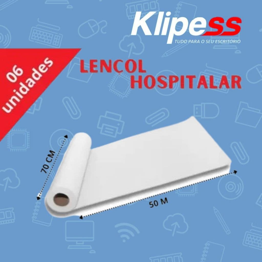 Lençol Hospitalar Descartável C/6 Rolos Branco 50 X 70 Suave Toque