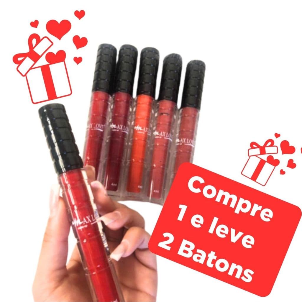 Compre 1 Batons e Leve 02 - Batom Líquido Cores Lindíssimas Alta Cobertura 12/24/30 Horas